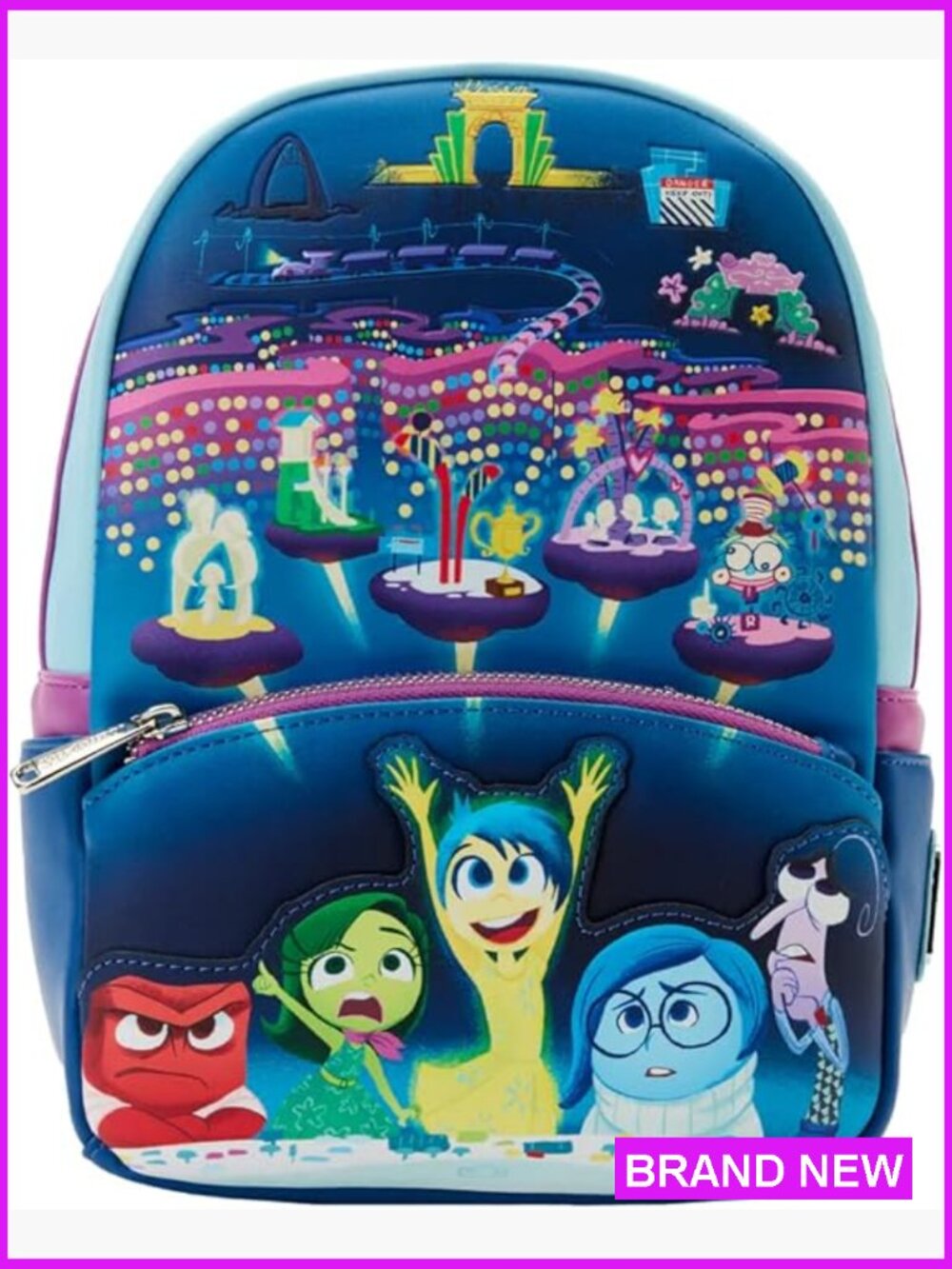 Pixar Inside Out Control Panel Mini Backpack Faux Leather Adjustable Straps